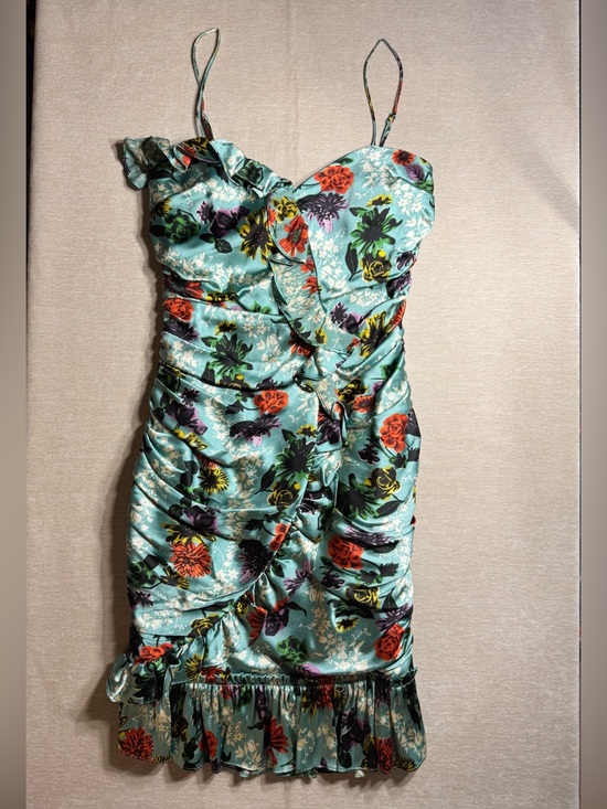 Betsey Johnson Dresses & Skirts - Vintage 90s Betsey Johnson Ruffled and Ruched Silk Floral Dress